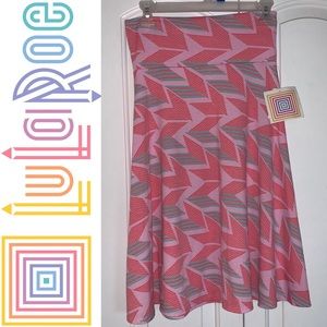 Lularoe Azure Pink & Green w/Arrows Skirt